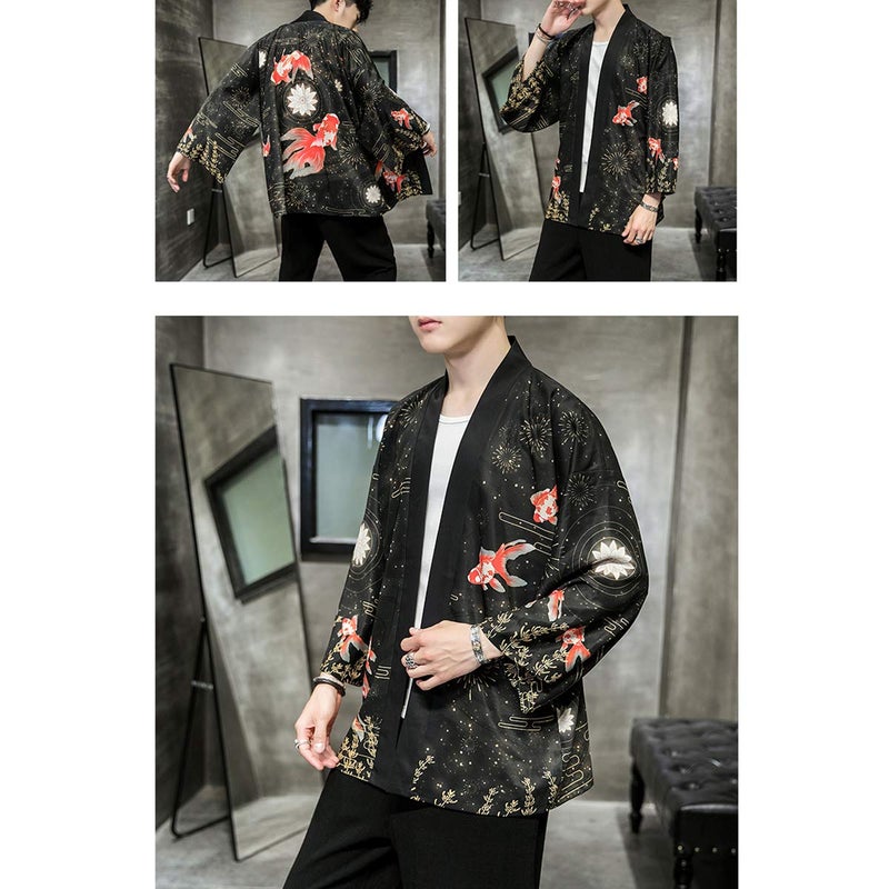 Seidarise Men's Haori Jacket Kimono Cardigan Yukata Noragi Happi Coat - Image 2